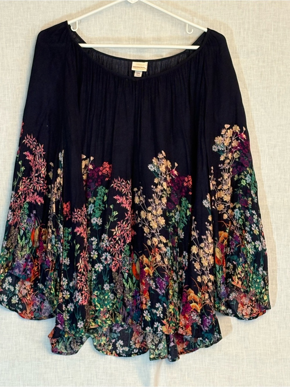 Studio West Dark Blue Floral Boho Top